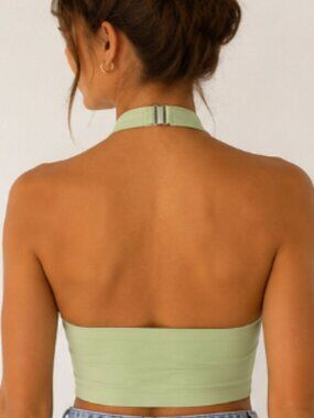 NWT Aritzia Sagebrush Green Halter Crop Top Size Small/Regular